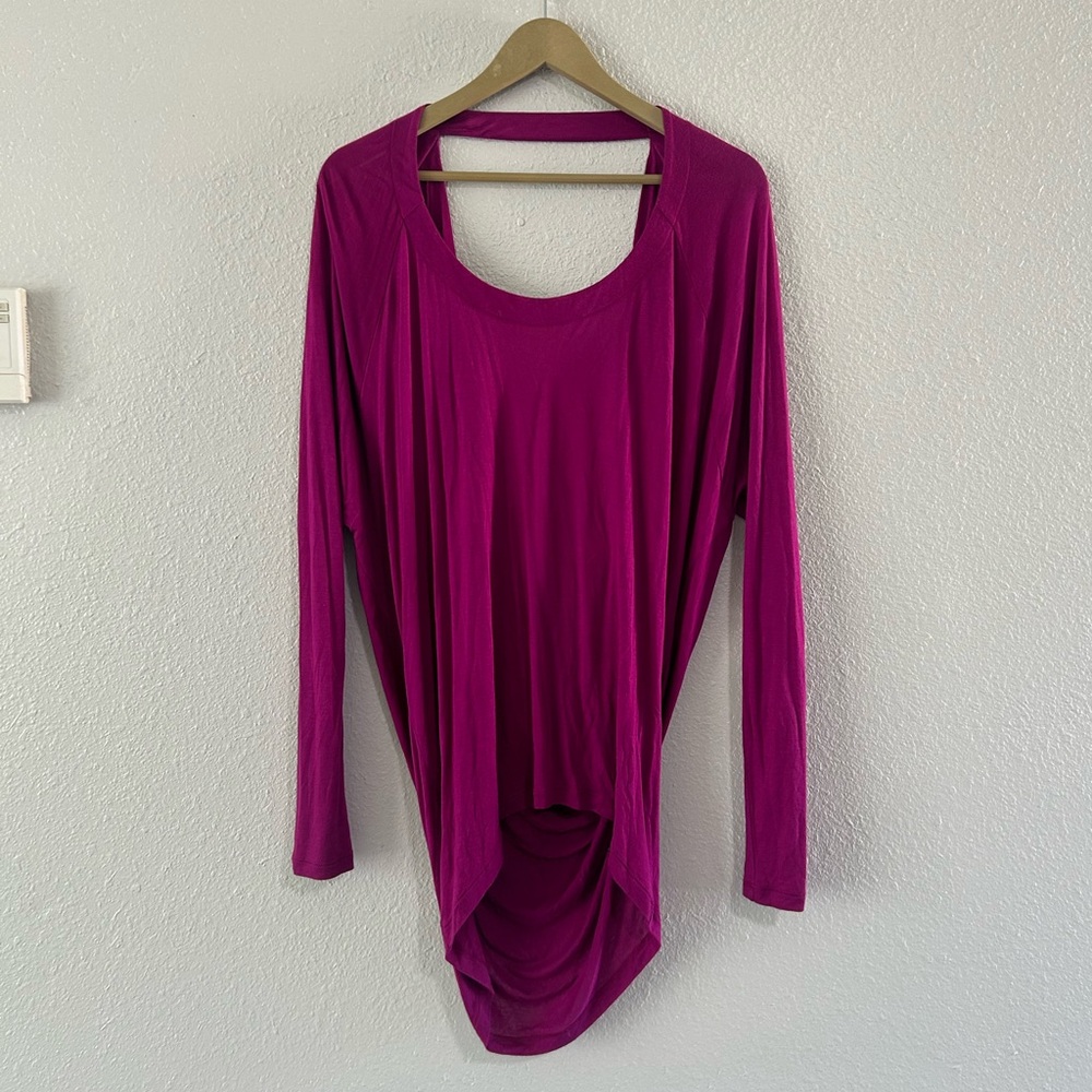 Express Purple Asymmetrical Long Sleeve Blouse